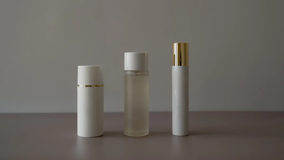 Airless pump bottle filling illustration