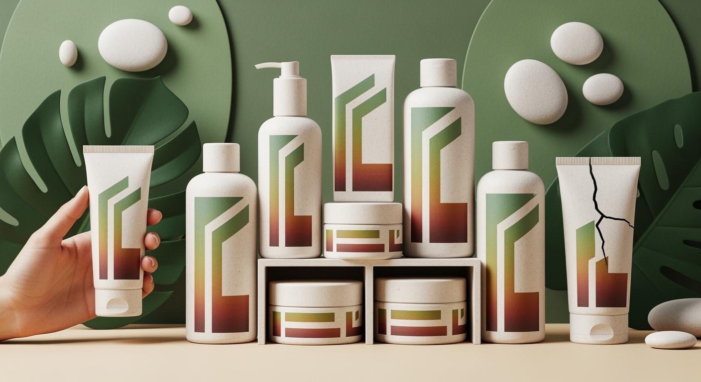 Mono-material cosmetic packaging illustration