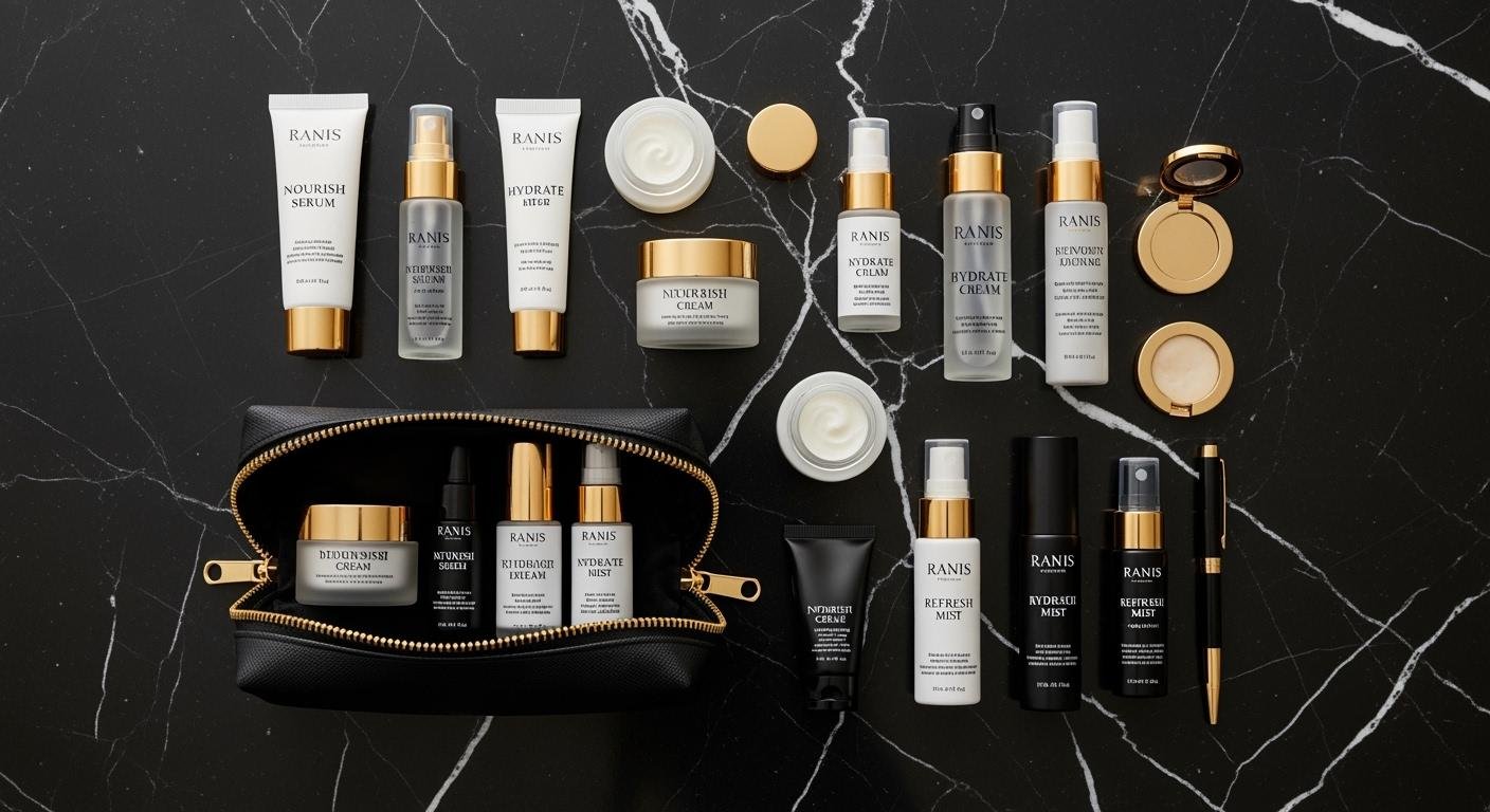 Small skincare packaging samples for a travel-size range